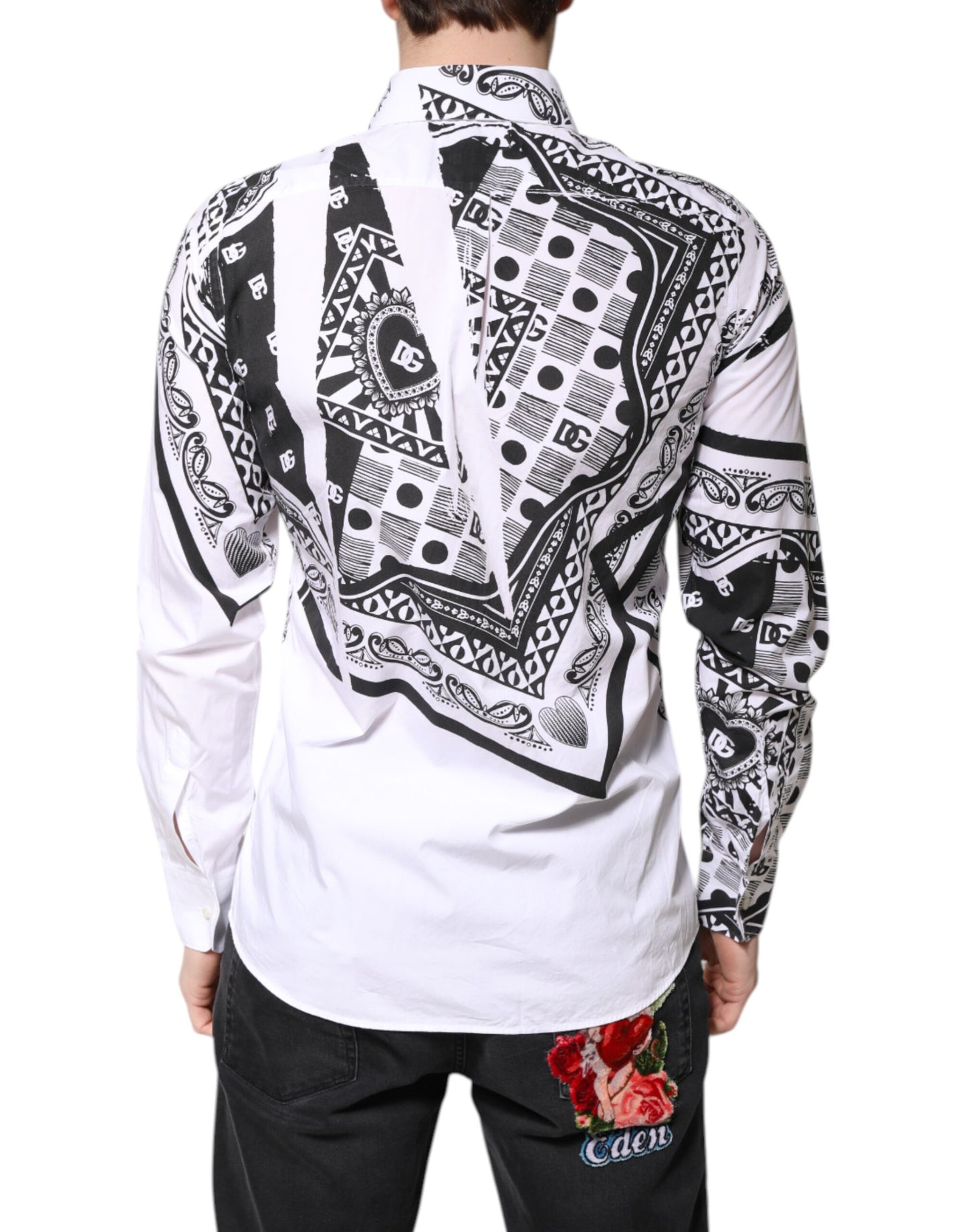 White Black Bandana MARTINI Men Dress Shirt