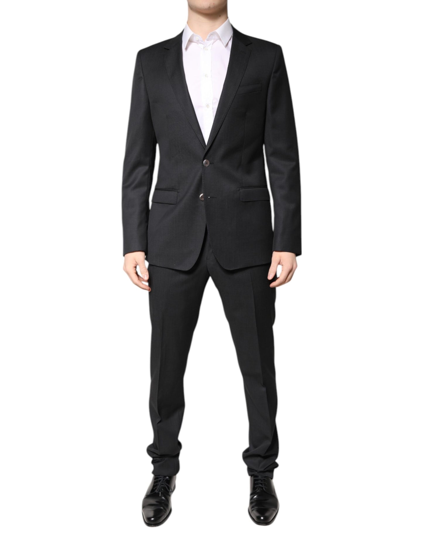 Dark Gray Wool Single Breasted 2 Piece Suit