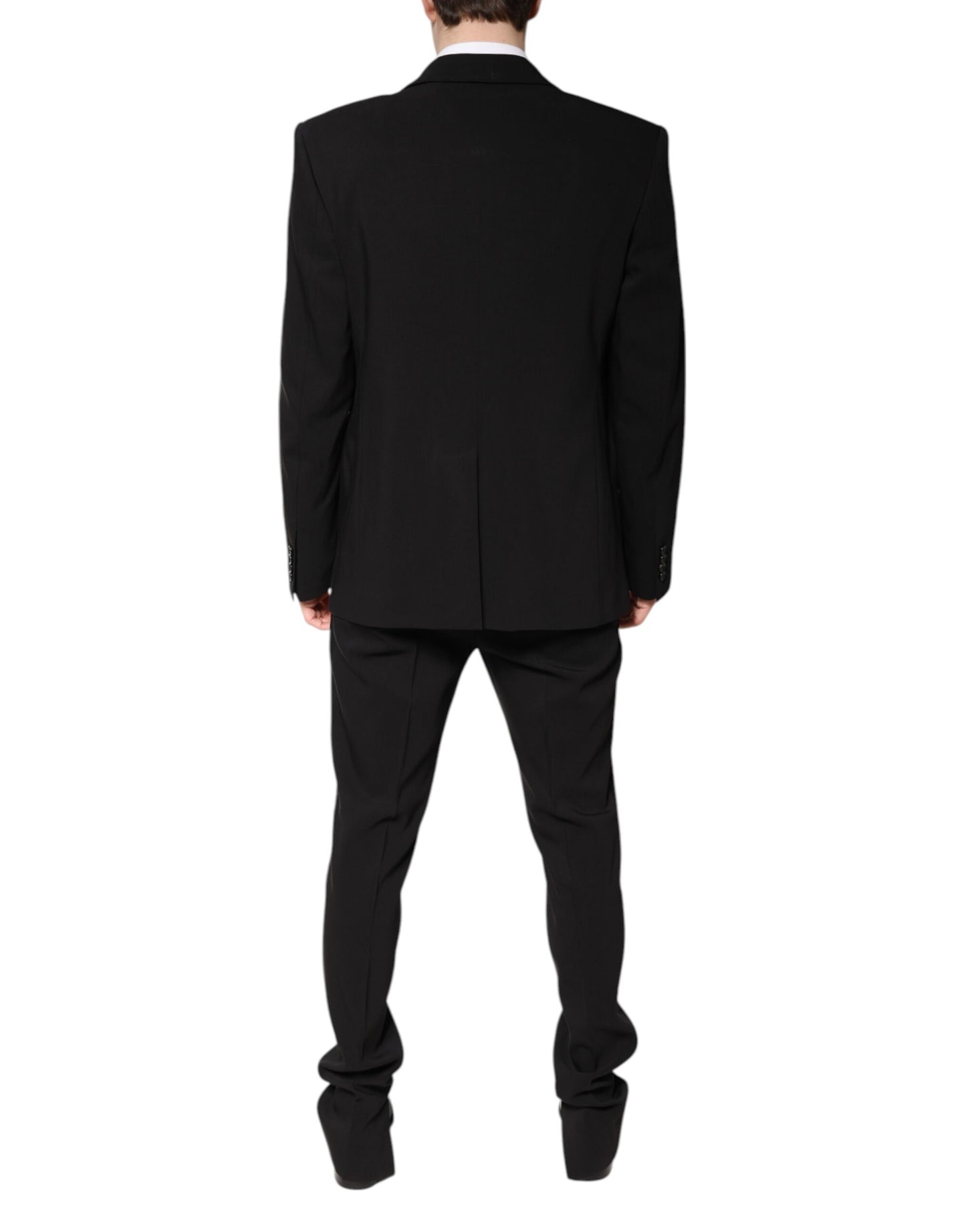 Black Cotton Single Breasted 2 Piece Suit