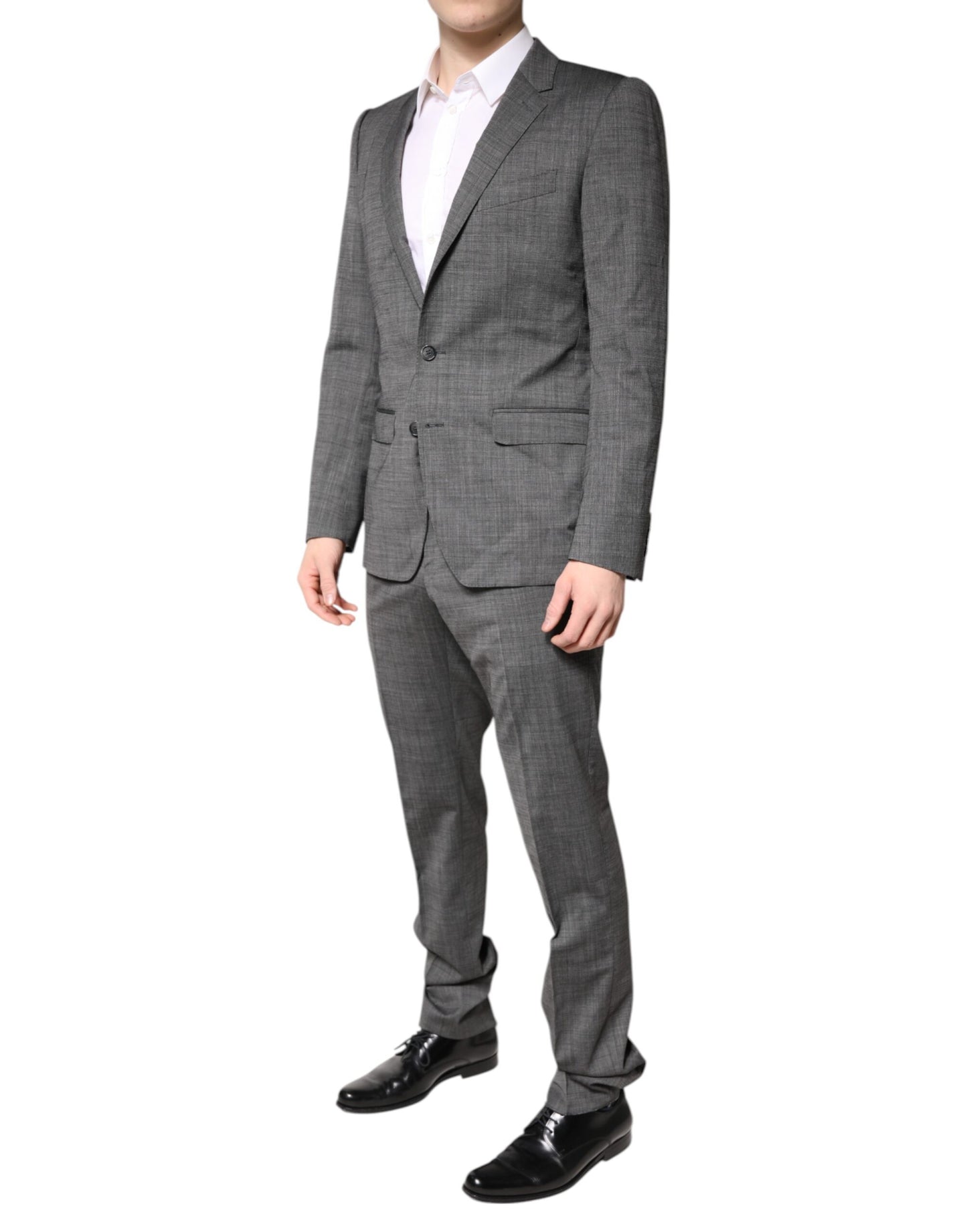 Gray Wool Single Breasted 2 Piece Suit