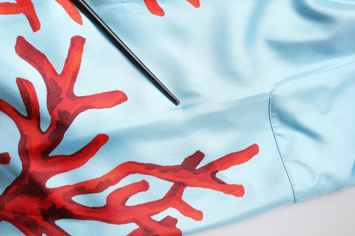 Blue Red Coral Print Wrap Robe Coat Jacket