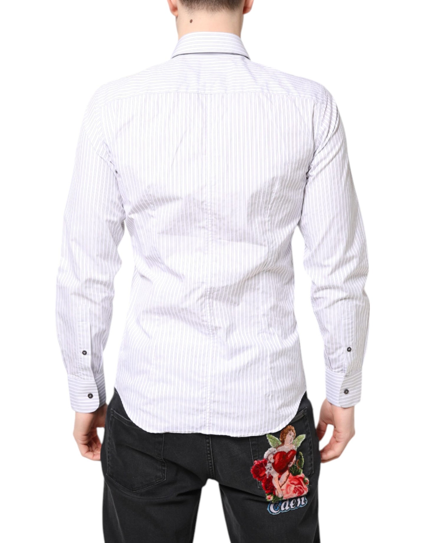 White Striped Cotton MARTINI Men Dress Shirt