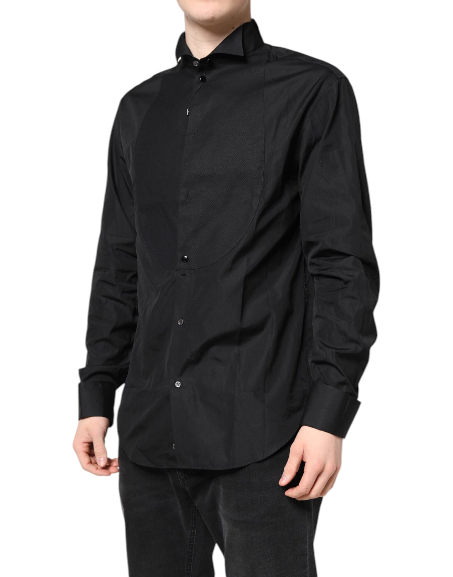 Black Cotton Long Sleeves Formal Dress Shirt