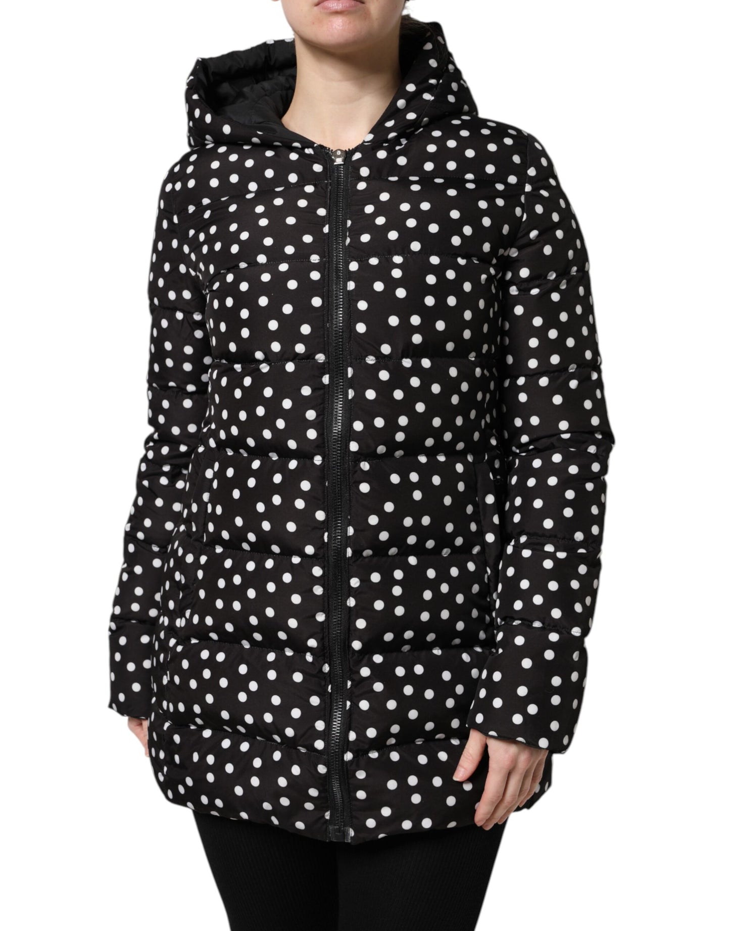 Black Puffer Hooded Zip Reversible Jacket