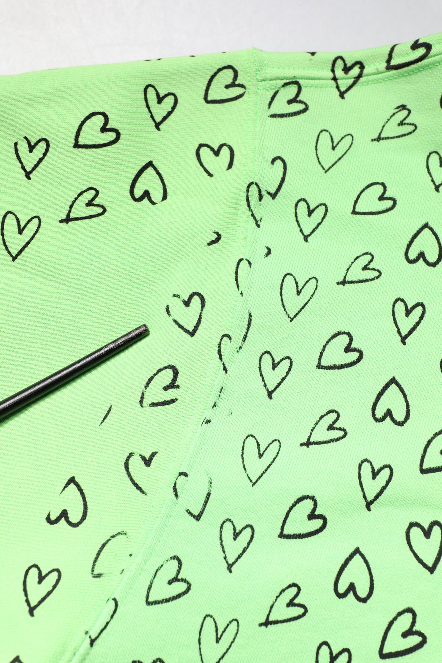 Green Cotton Logo Heart Print Hooded Sweater