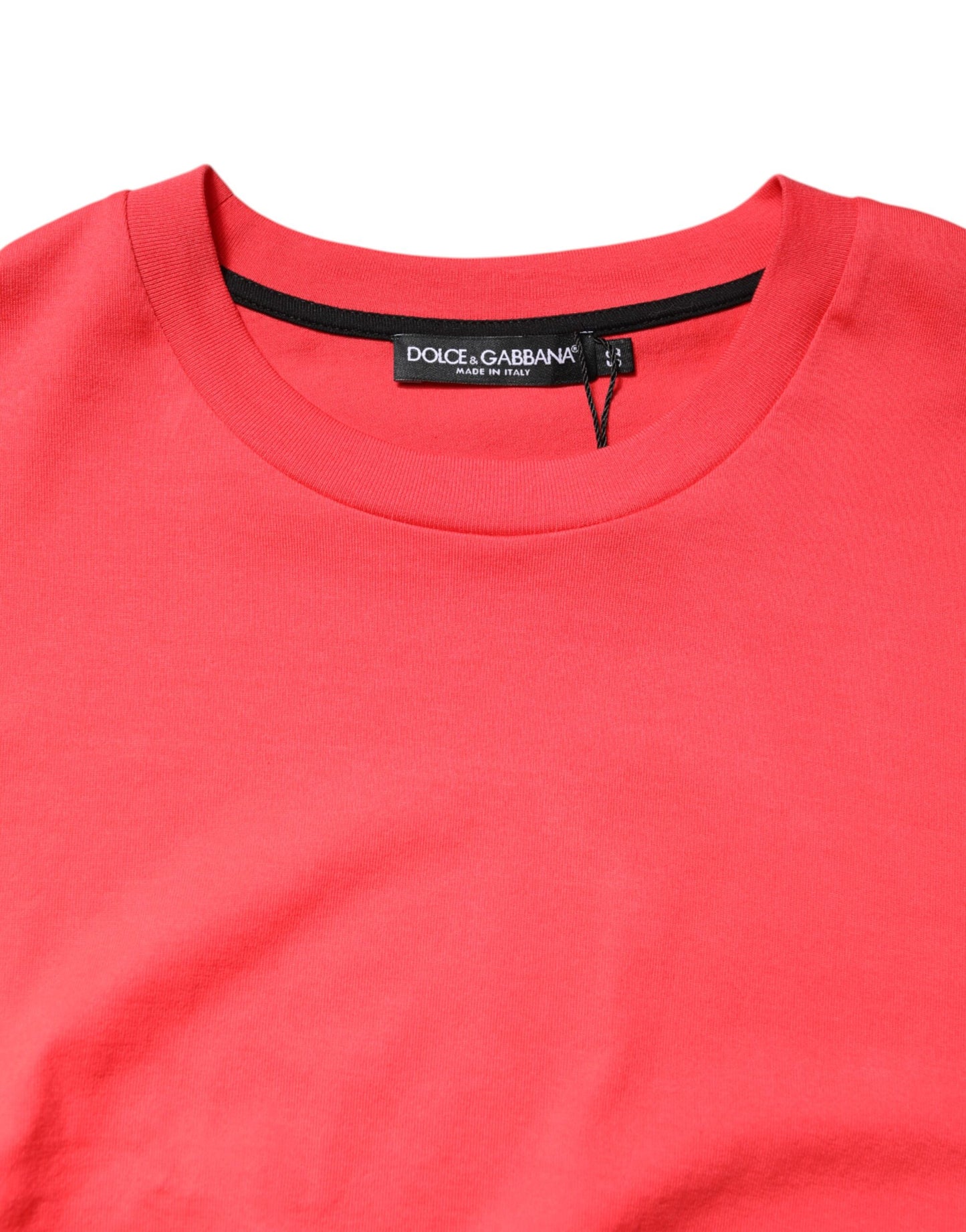 Red Cotton Lettering Print Crew Neck T-shirt