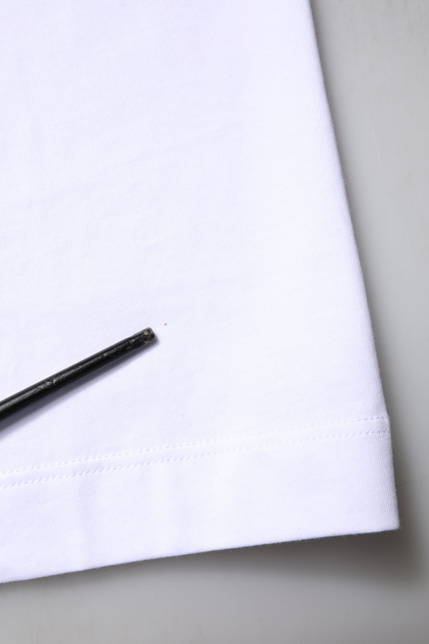 White Cotton DG Embroidery Crew Neck T-shirt