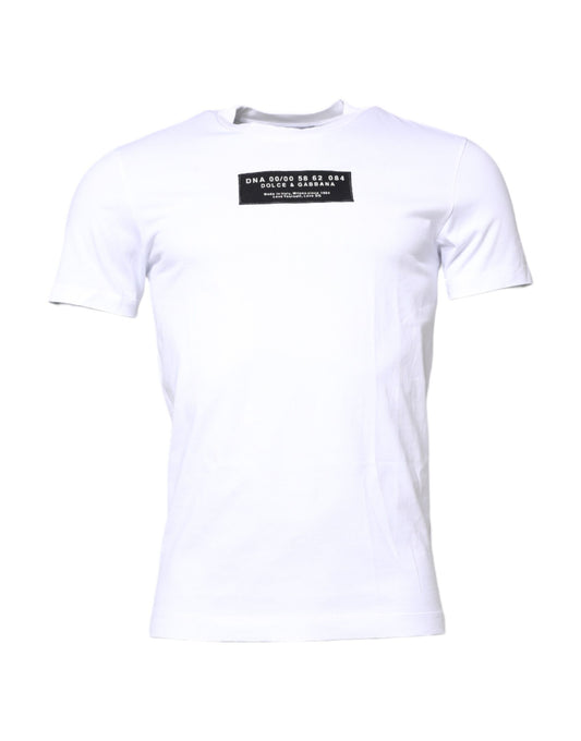 White Cotton Logo Patch Crew Neck T-shirt
