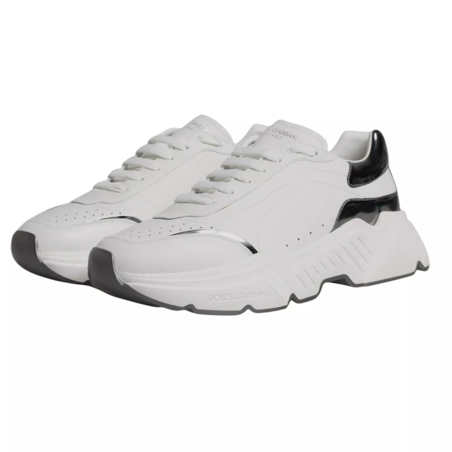 White Silver DAYMASTER Leather Sneakers Shoes