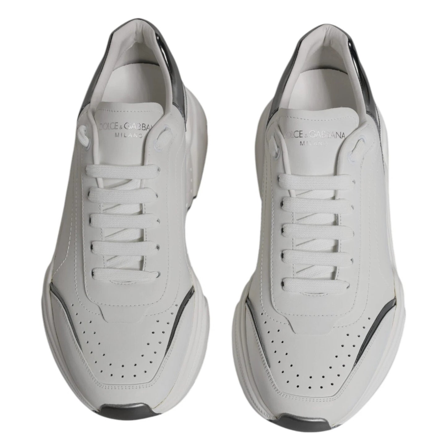 White Silver DAYMASTER Leather Sneakers Shoes