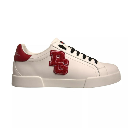 White Leather DG Logo Low Top Sneaker Shoes