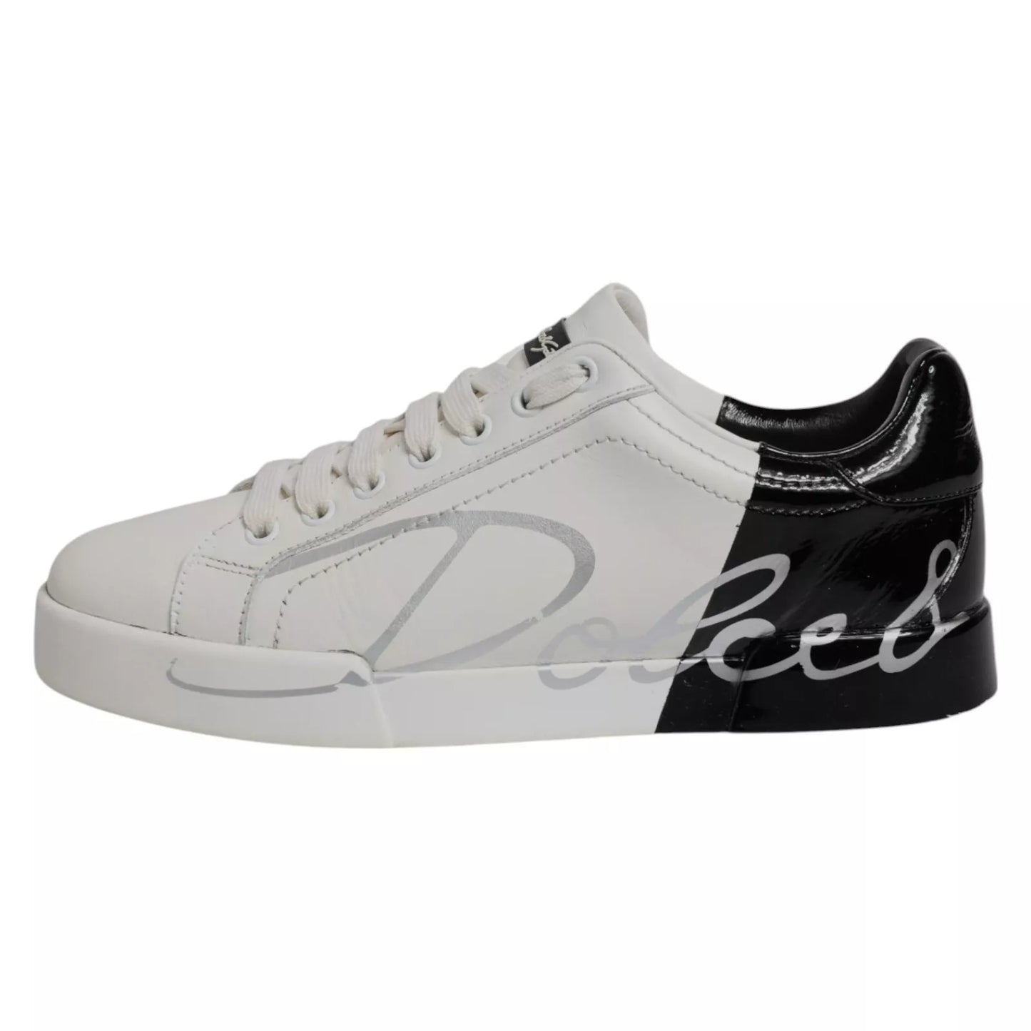 White Black Logo Portofino Men Sneaker Shoe