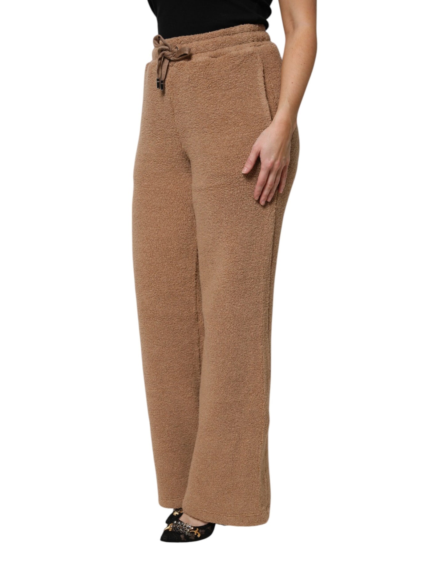 Brown Logo Plaque Sweatpants Straight Pants
