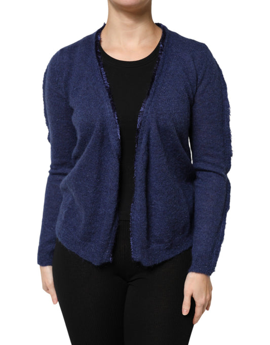 Dark Blue Long Sleeves Overcoat Cardigan Sweater