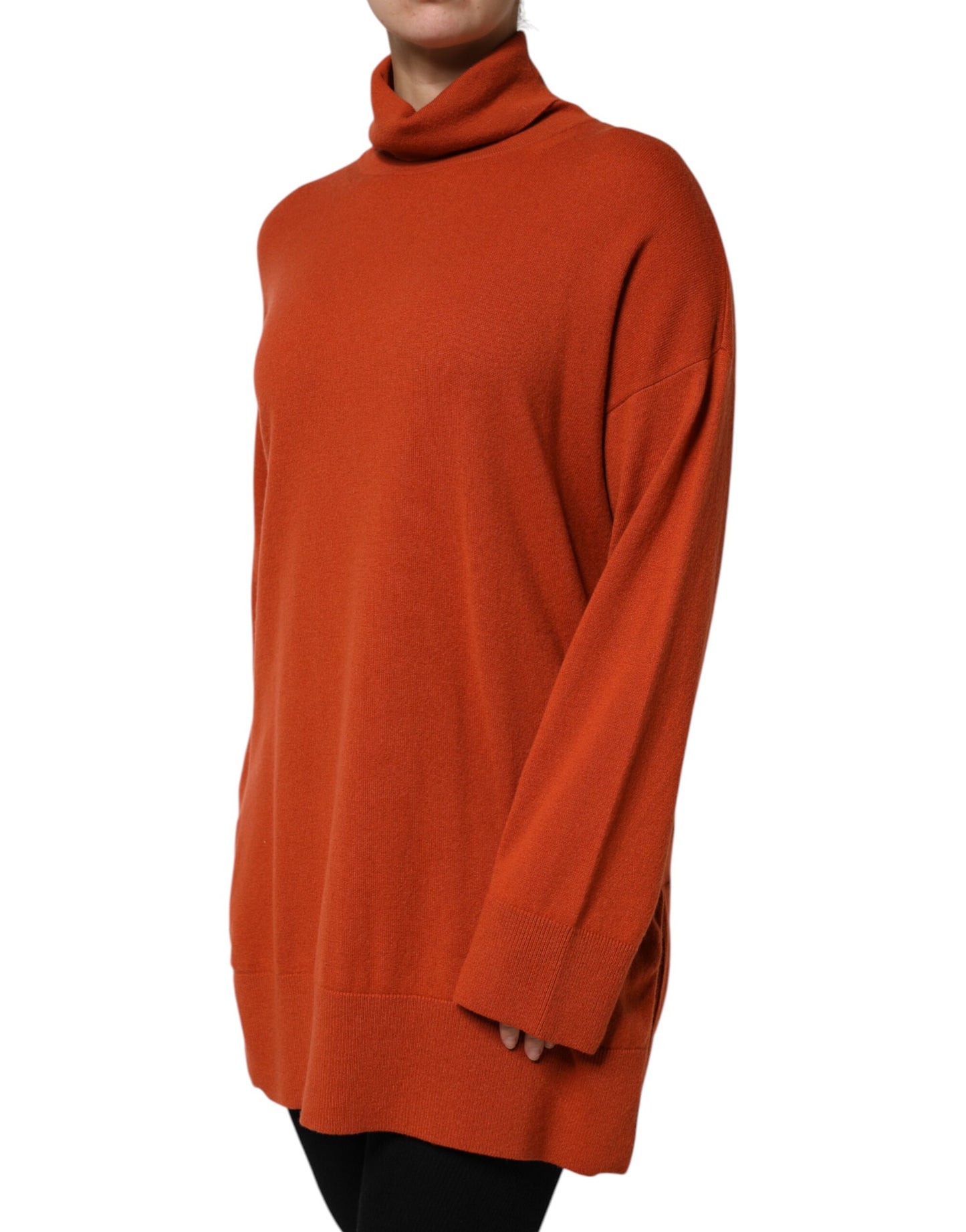 Dark Orange Long Sleeves Turtleneck Sweater
