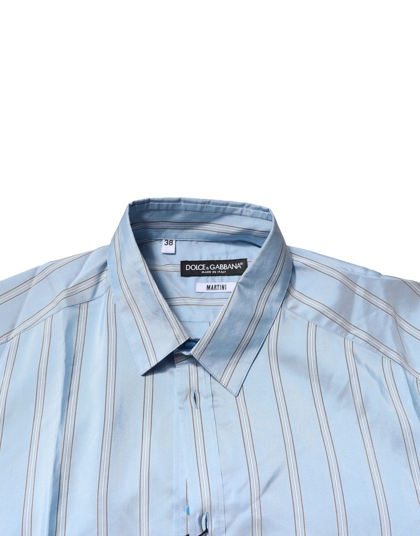 Light Blue MARTINI Striped Formal Dress Shirt