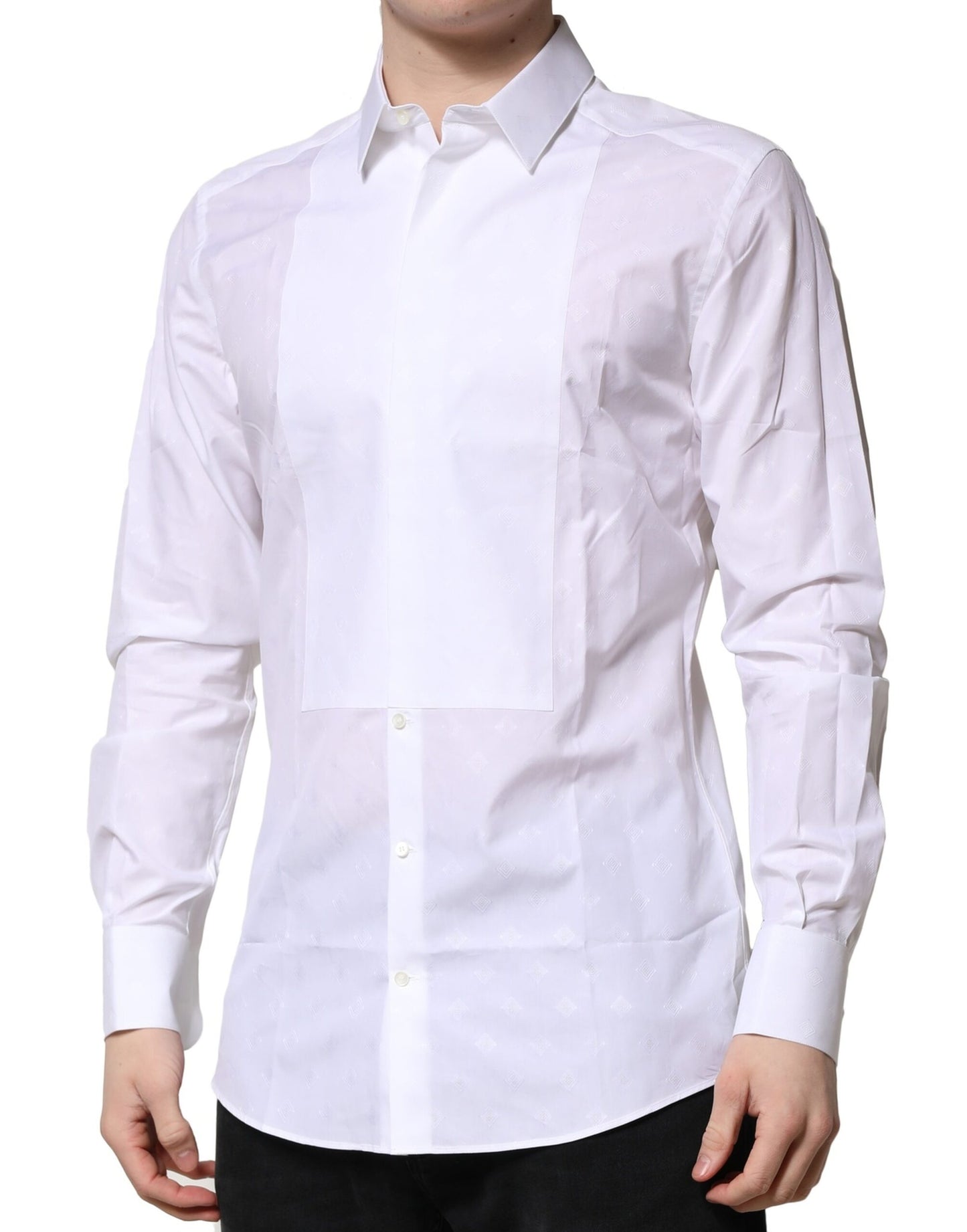 White Bib Cotton Poplin GOLD Men Formal Shirt
