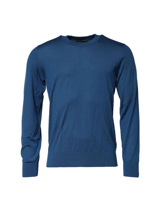 Blue Cashmere Crew Neck Sweatshirt Sweater