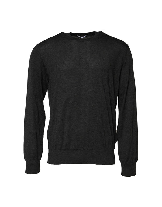 Gray Long Sleeve Crew Neck Pullover Sweater