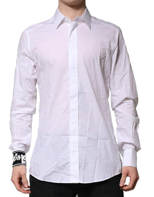 White Cotton GOLD Long Sleeves Formal Shirt