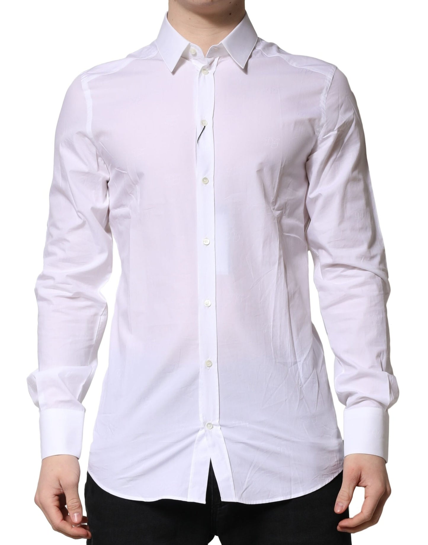 White Cotton GOLD Long Sleeves Formal Shirt