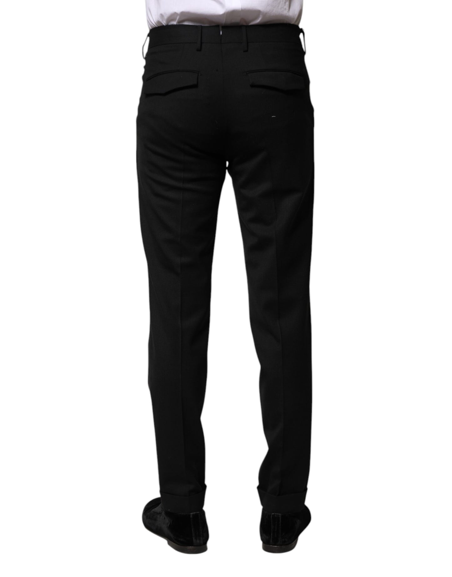 Black Solid Formal Tapered Men Dress Pants