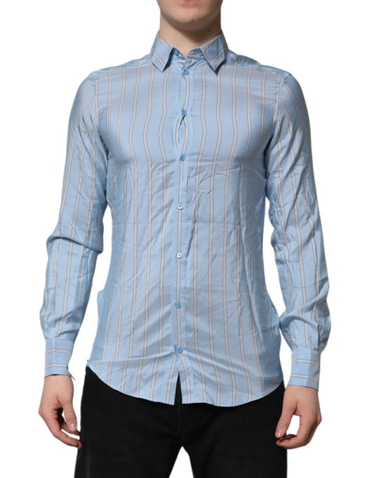 Blue Striped MARTINI Long Sleeves Dress Shirt
