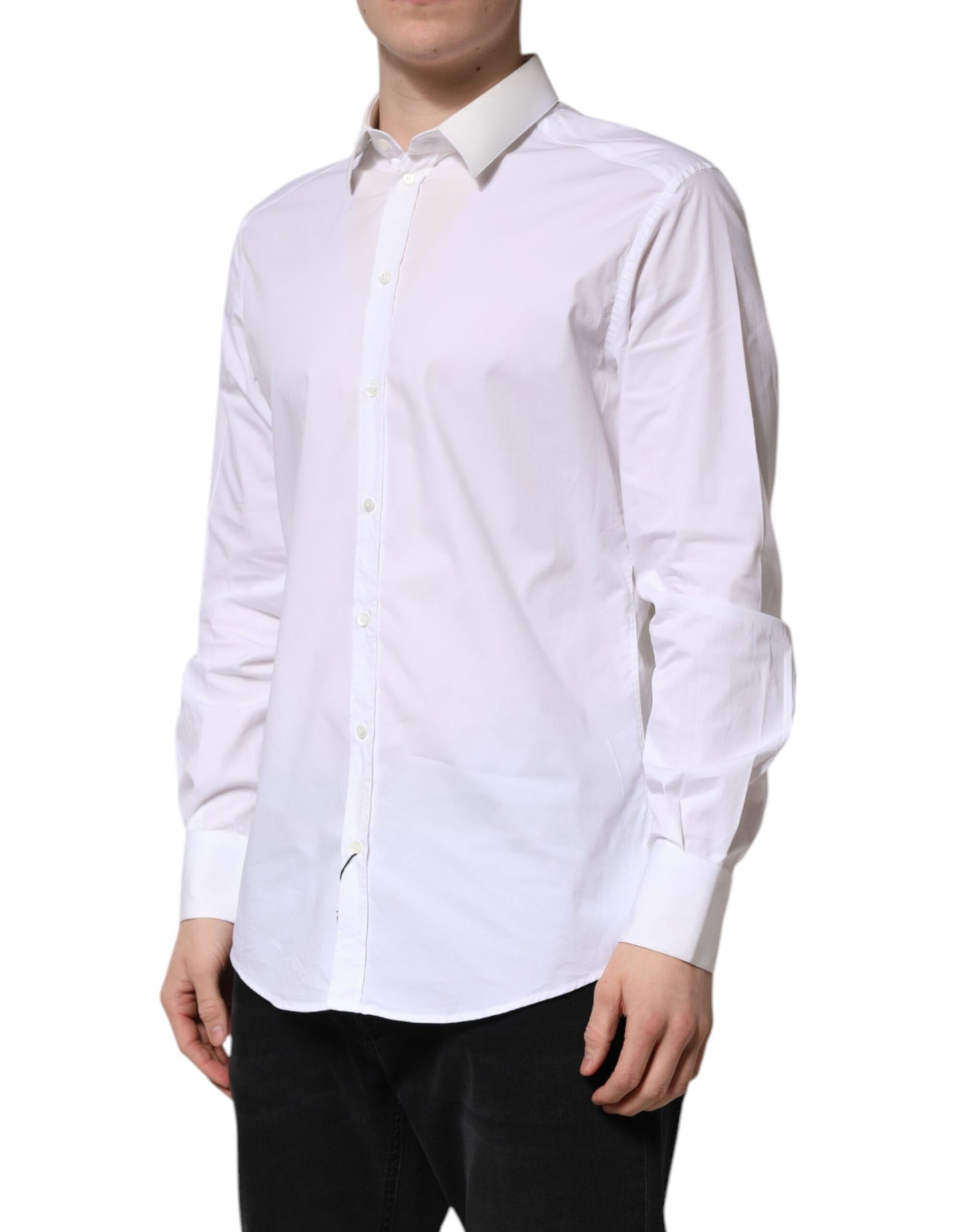 White Cotton GOLD Long Sleeves Dress Shirt