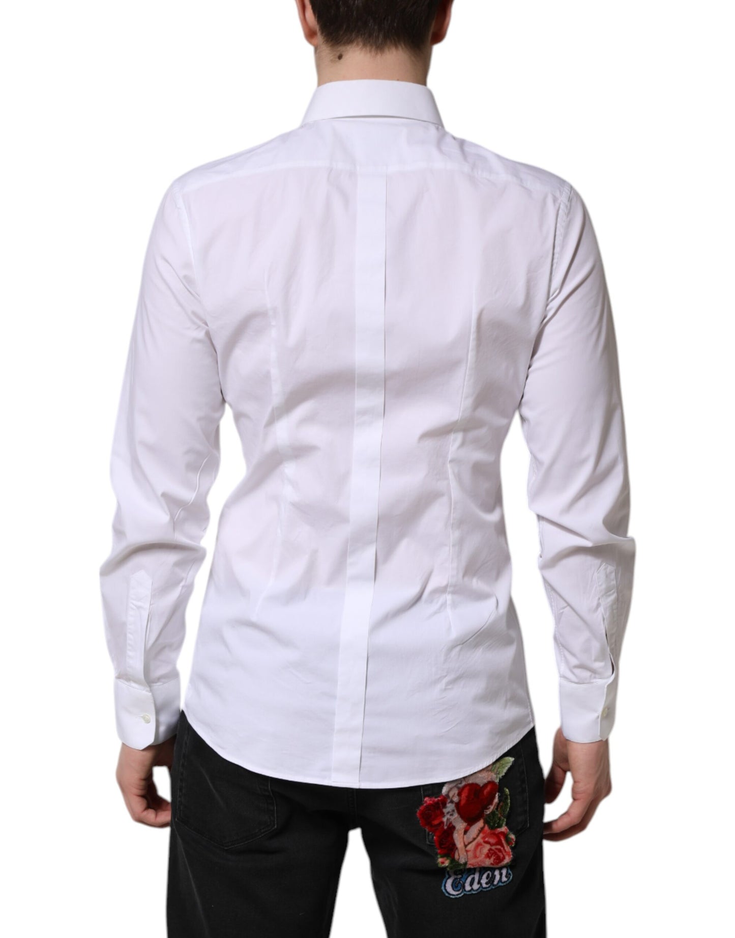 White Cotton GOLD Long Sleeves Dress Shirt