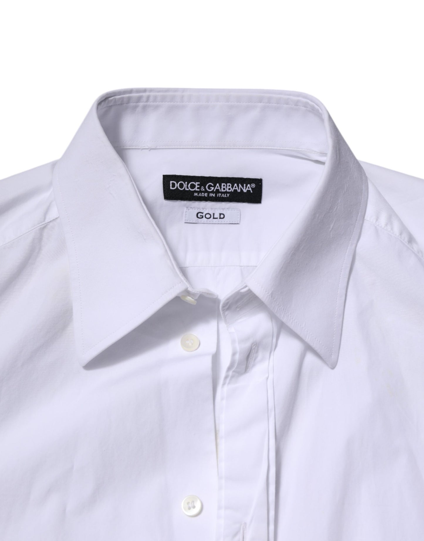 White Cotton GOLD Long Sleeves Dress Shirt
