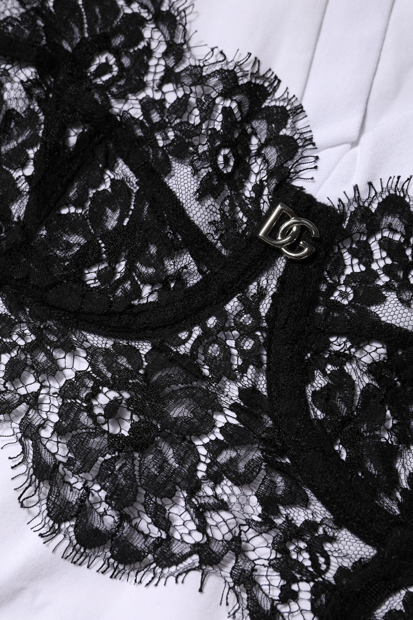 White Lace Cotton V-Neck Short Sleeves Top