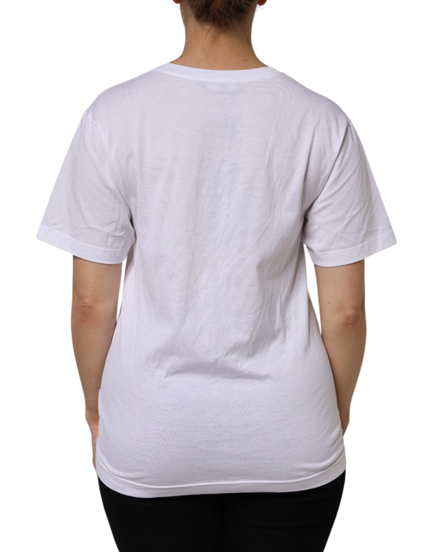 White Cotton Short Sleeve V-Neck Top T-shirt