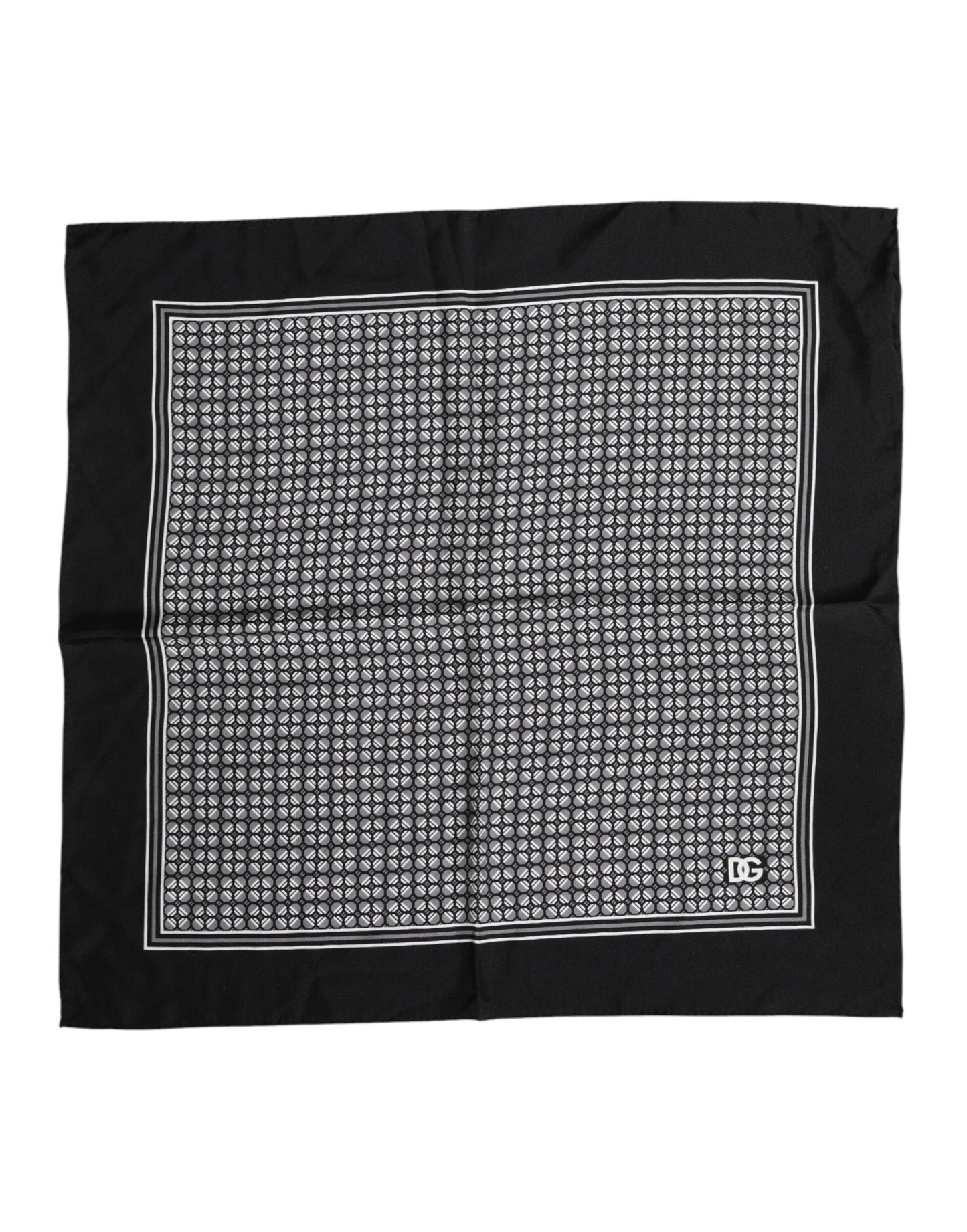 Black White Patterned Square Foulard Scarf
