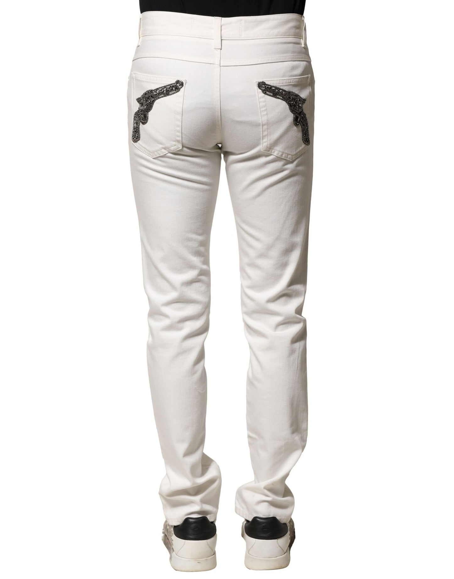 White Cotton Skinny Men Denim Jeans