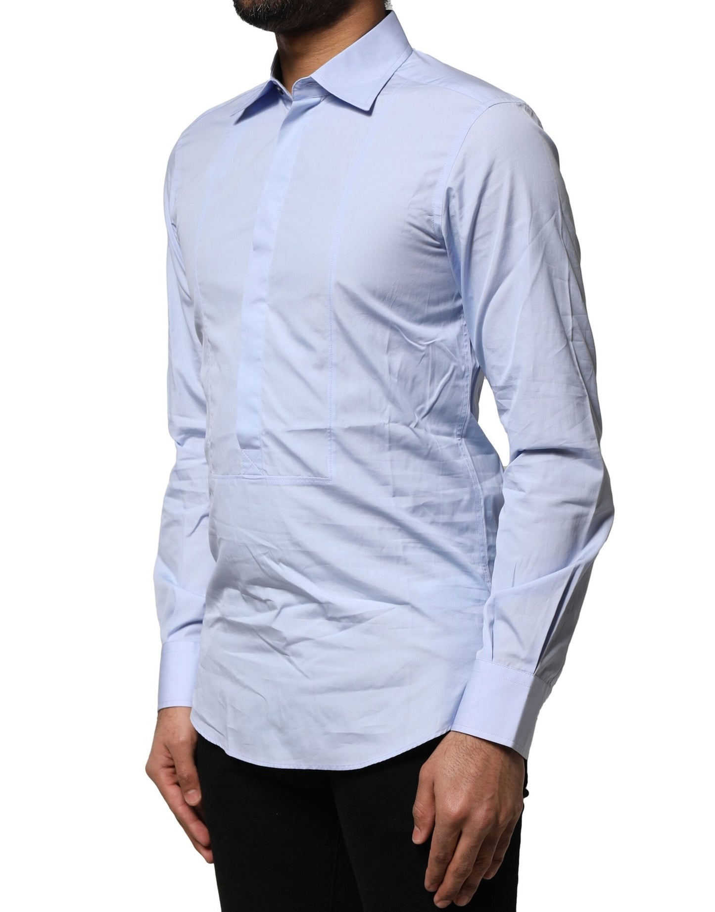 Light Blue Cotton Long Sleeves Dress Shirt