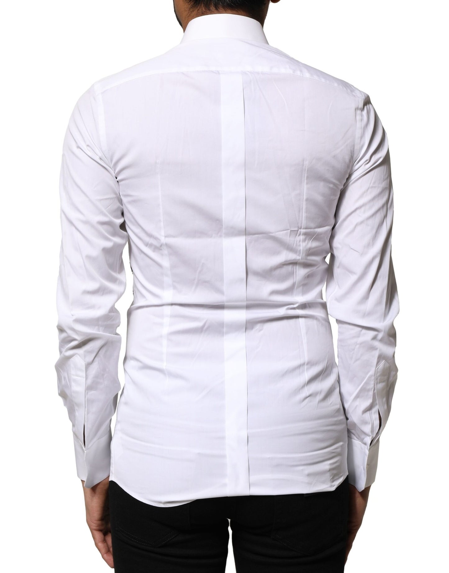White GOLD Embroidery Detailed Dress Shirt