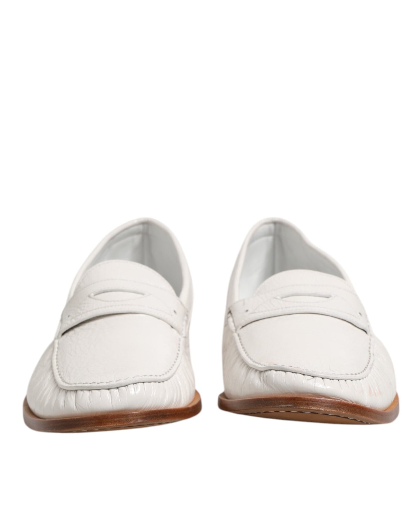White Leather Loafers Moccasins Slip On Shoes