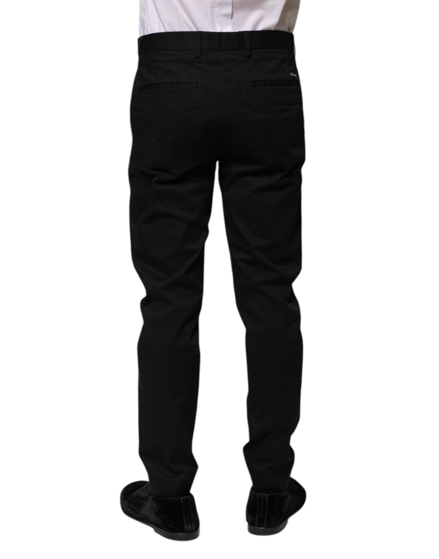 Dark Blue Logo Cotton Dress Pants