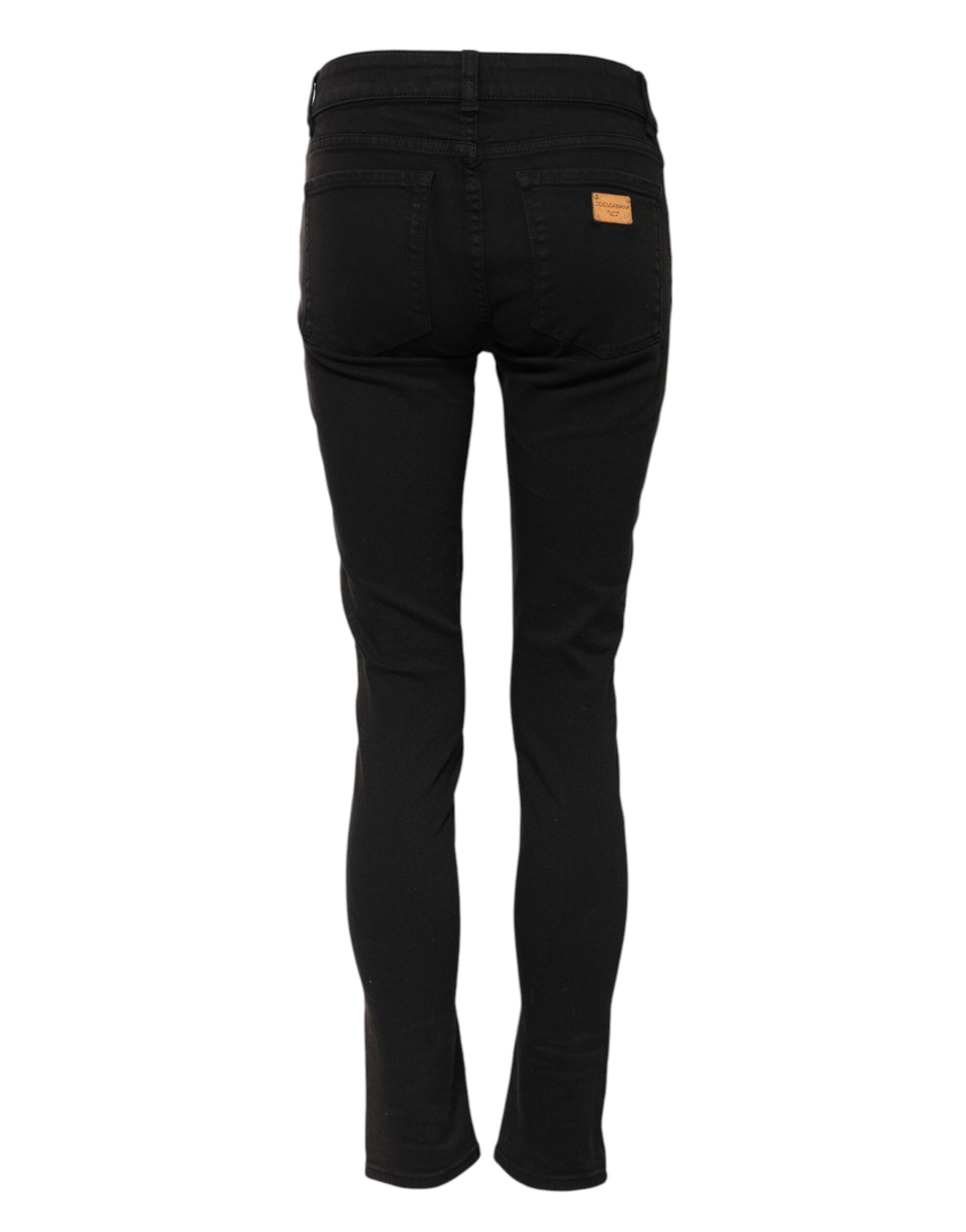 Black Cotton Skinny Mid Waisted Denim Jeans