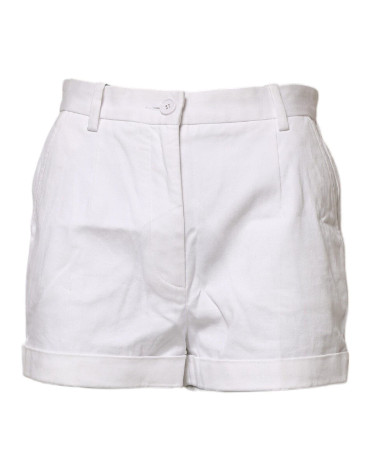 White Cotton Mid Waist Women Bermuda Shorts