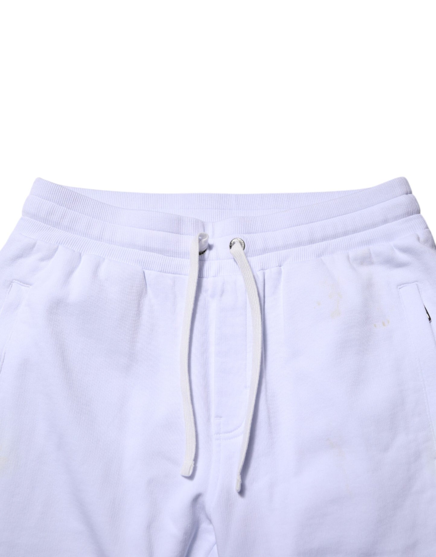 White Cotton Drawstring Jogger Pants