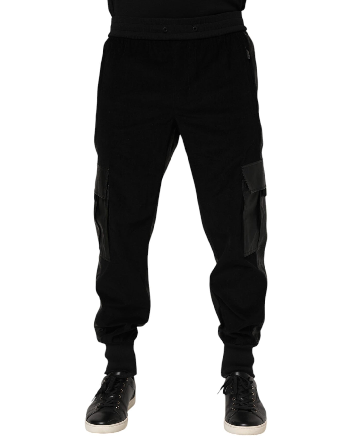 Black Cotton Cargo Men Jogger Pants