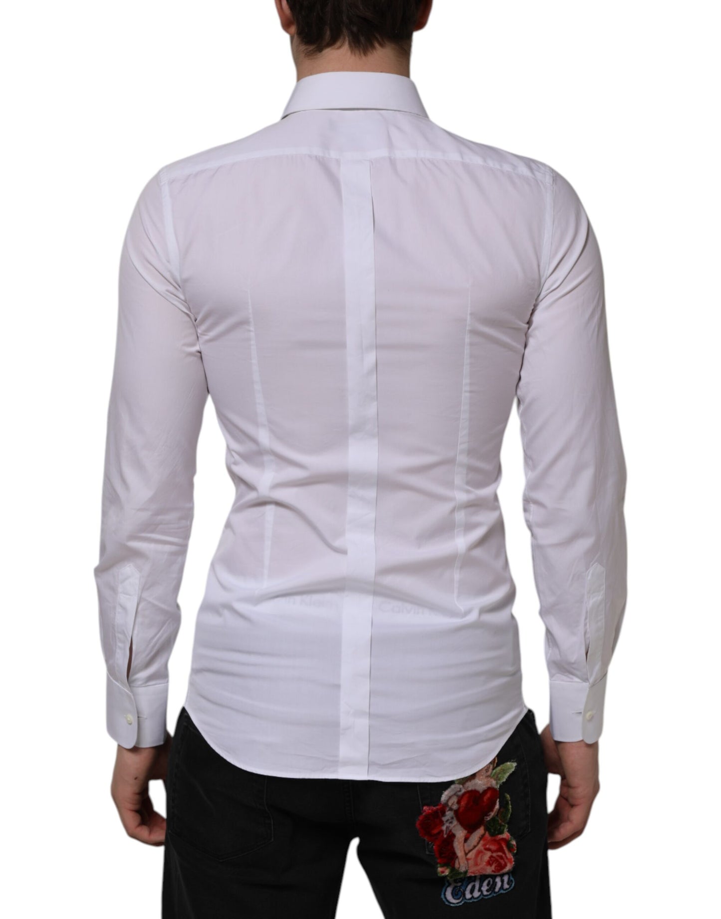 White Bib Cotton Poplin GOLD Formal Shirt