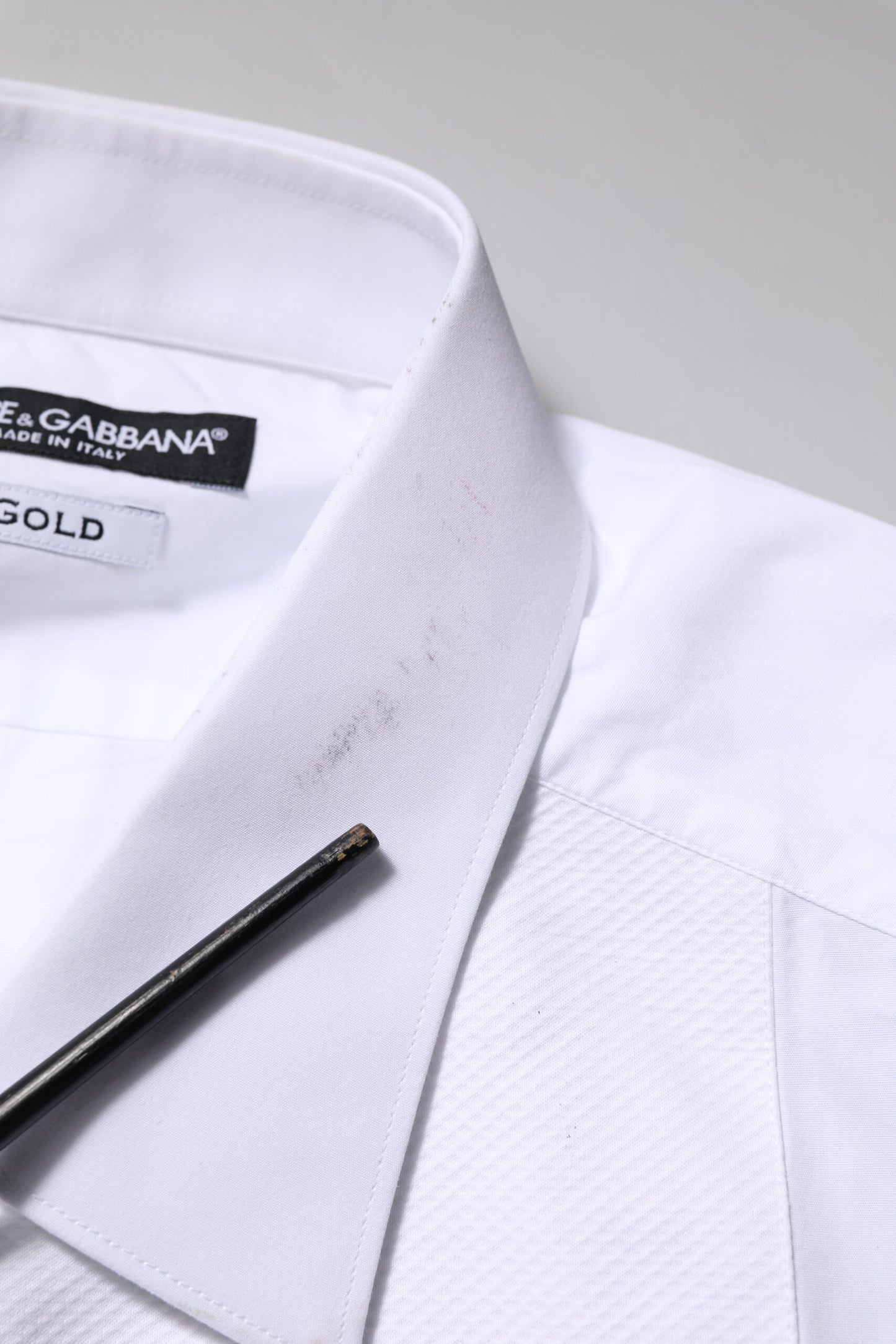 White Bib Cotton Poplin GOLD Formal Shirt