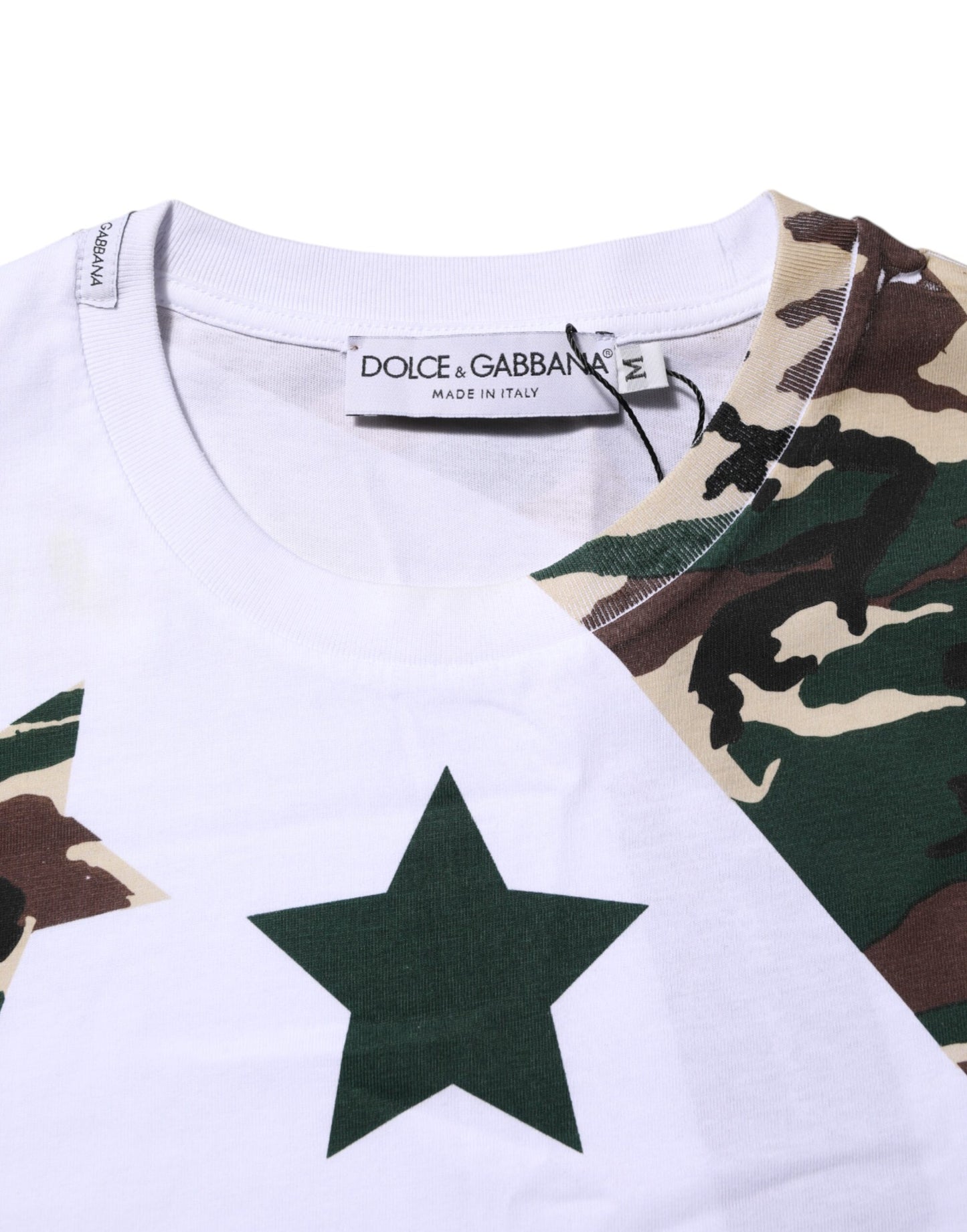 White Camouflage Cotton Men Crew Neck T-shirt