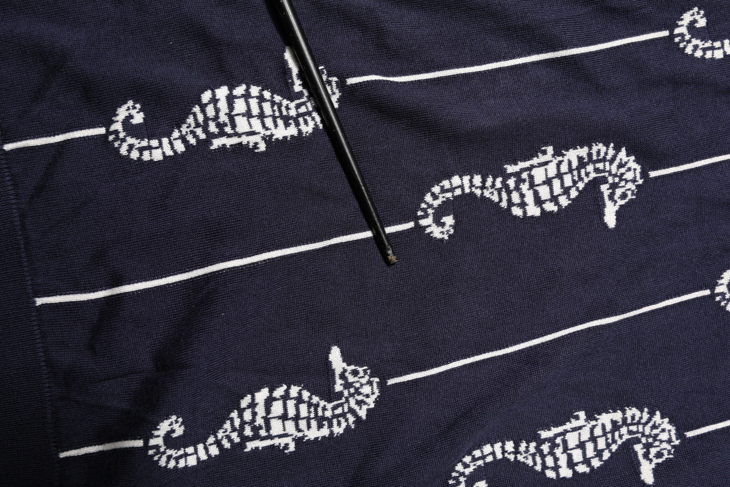 Dark Blue Sea Horse Collared Polo T-shirt