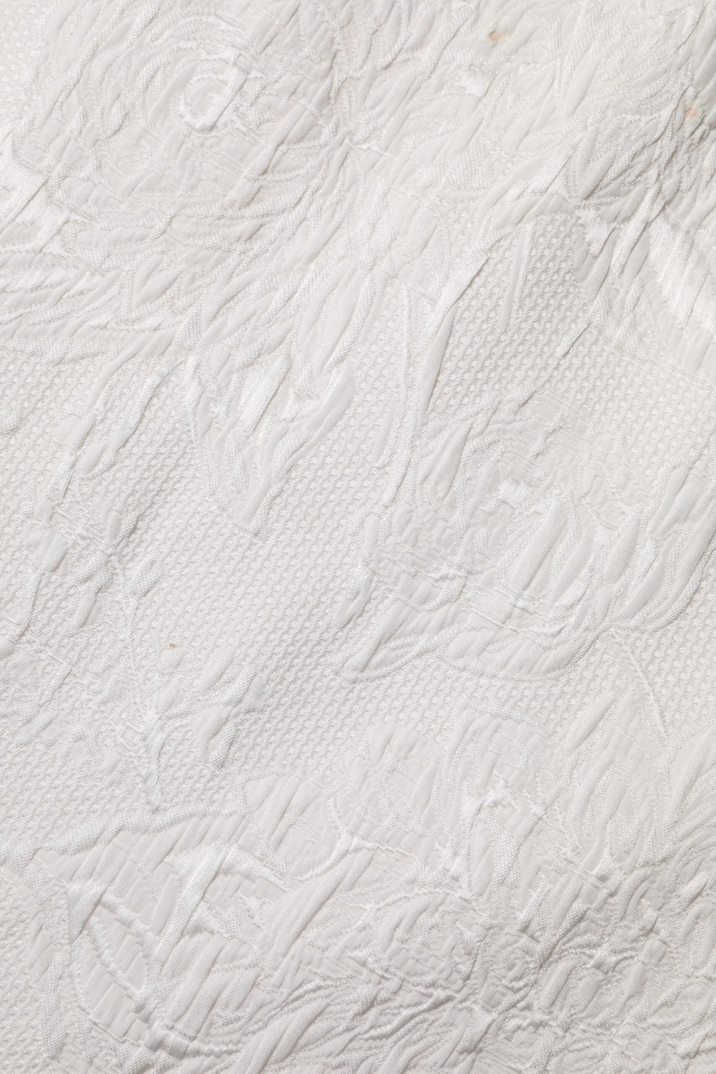 White Floral Brocade A-line High Waist Skirt