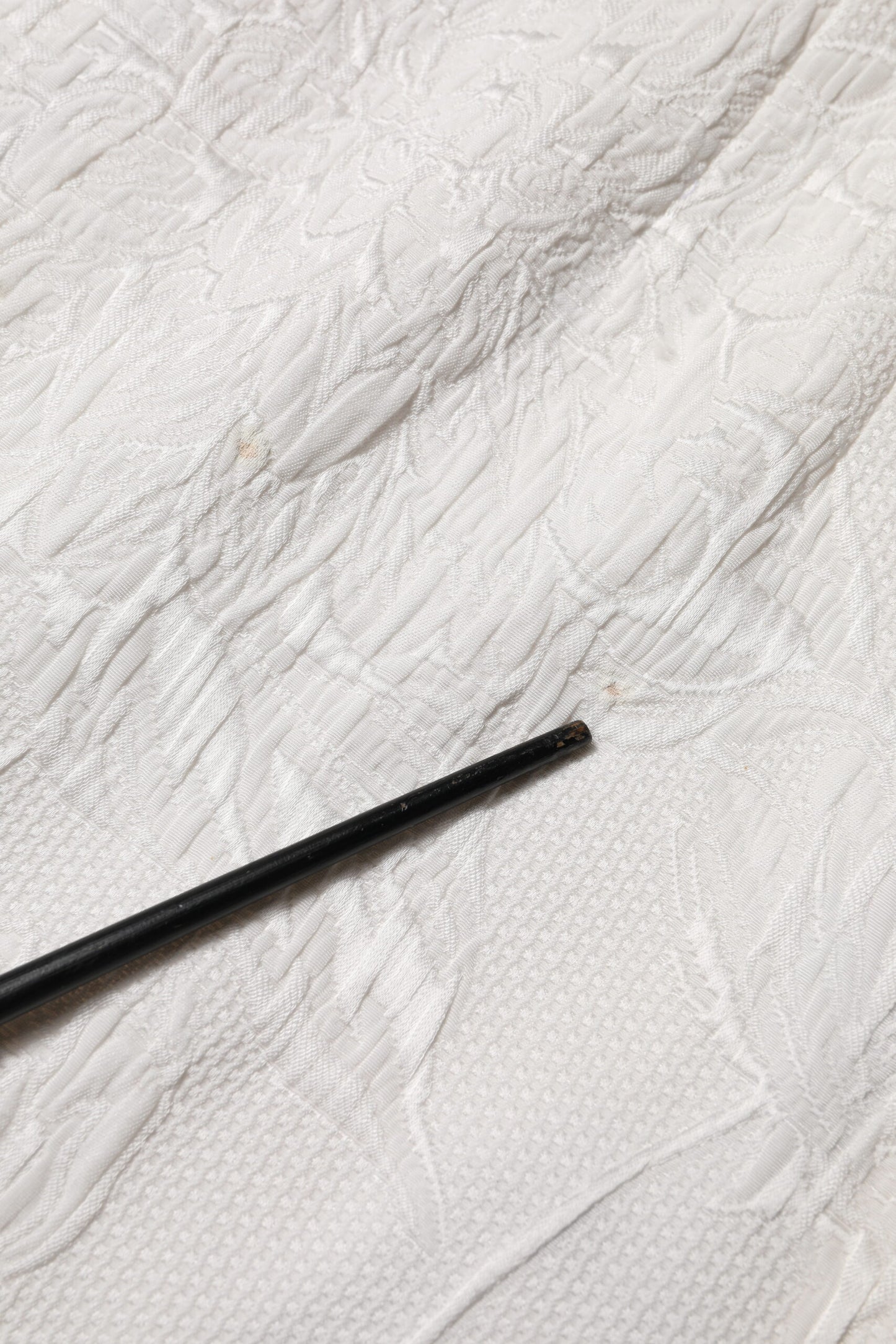 White Floral Brocade A-line High Waist Skirt