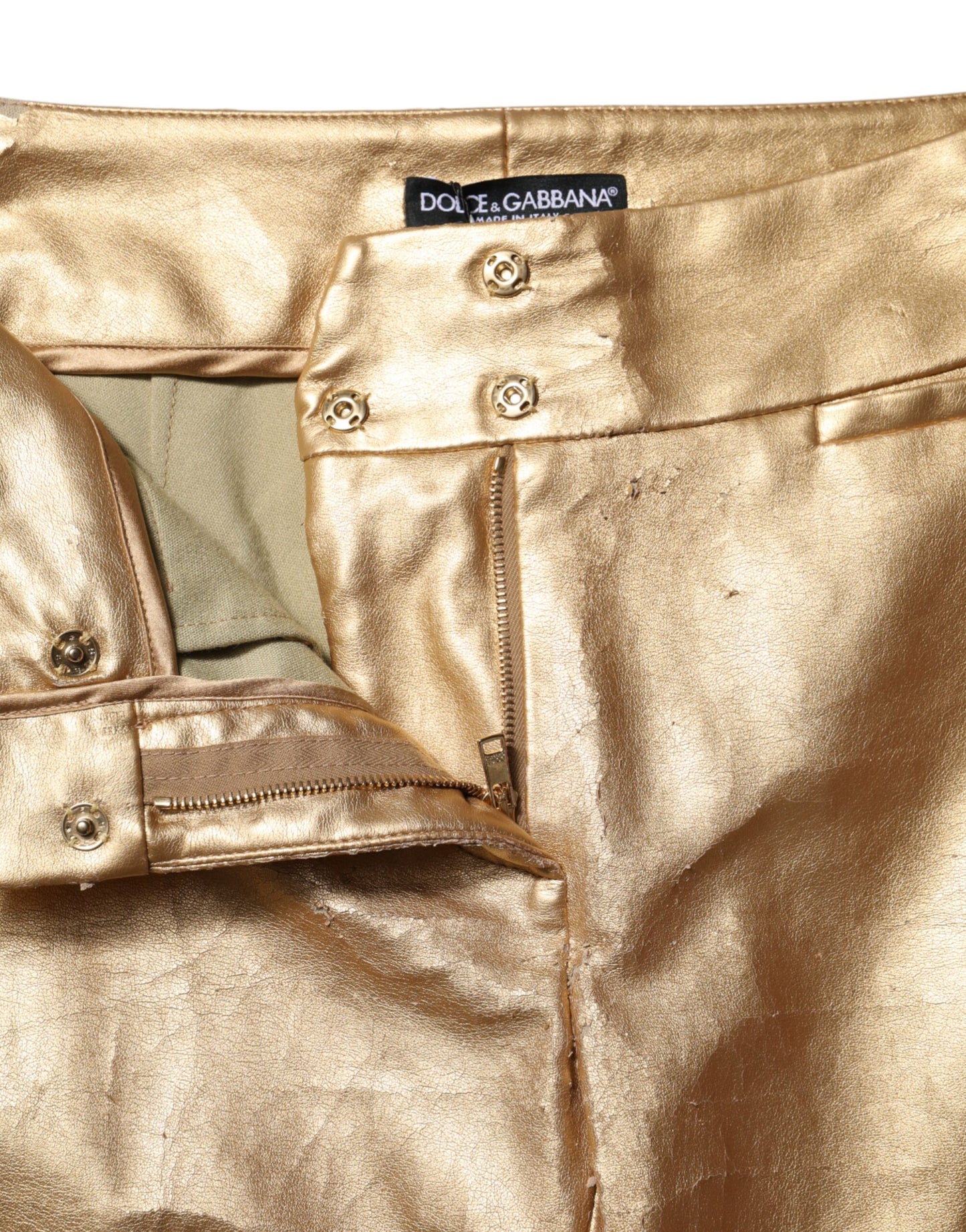 Metallic Gold High Waist Skinny Trouser Pants