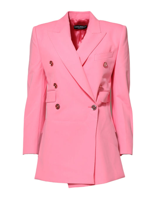 Pink Double Breasted Women Coat Jacket